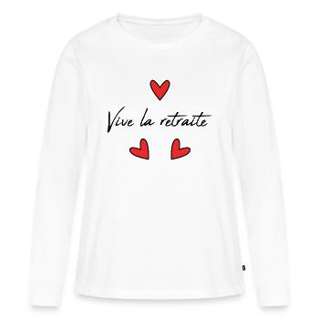 RETRAITE. RETRAITE. RETRAITEE. RETRAITE - T-shirt manches longues Premium bio Femme - blanc - Devant - Julia (174cm)