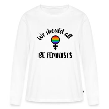 Égalité - T-shirt manches longues Premium bio Femme - blanc - Devant - Julia (174cm)