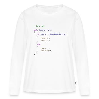 Idée cadeau programmeur logique bébé - T-shirt manches longues Premium bio Femme - blanc - Devant - Julia (174cm)