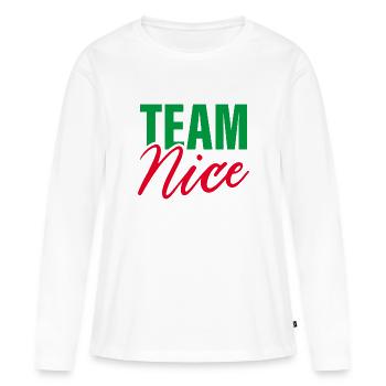 L’équipe Nice - T-shirt manches longues Premium bio Femme - blanc - Devant - Julia (174cm)