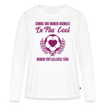 Maman footballeuse humour football cadeau foot - T-shirt manches longues Premium bio Femme - blanc - Devant - Julia (174cm)