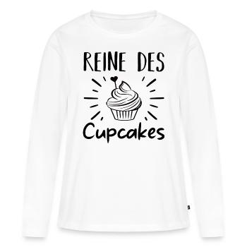 Reine des cupcakes cadeau pâtisserie patissière - T-shirt manches longues Premium bio Femme - blanc - Devant - Julia (174cm)