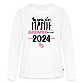 Je vais être mamie en 2024 cadeau fête grand mères - T-shirt manches longues Premium bio Femme - blanc - Devant - Julia (174cm)