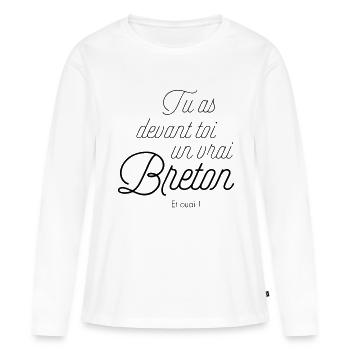 un vrai breton - T-shirt manches longues Premium bio Femme - blanc - Devant - Julia (174cm)
