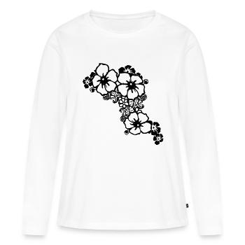 flower - Frauen Premium Bio Langarmshirt - Weiß - Vorne - Julia (174cm)