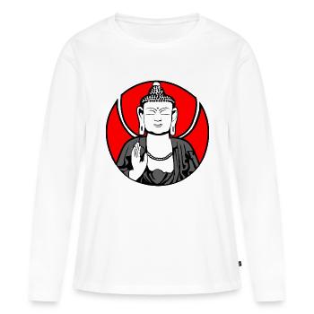 Gautama Buddha Logo - Frauen Premium Bio Langarmshirt - Weiß - Vorne - Julia (174cm)