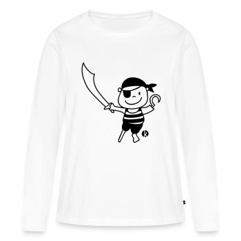 Pirat - Pirate - T-shirt manches longues Premium bio Femme - blanc - Devant - Julia (174cm)