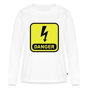 Danger foudre - T-shirt manches longues Premium bio Femme - blanc - Devant - Julia (174cm)