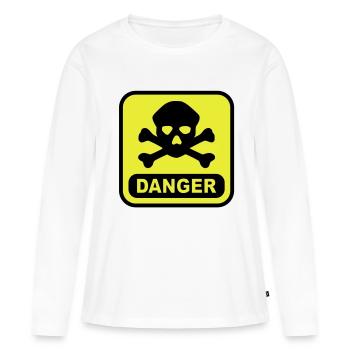 Crâne danger - T-shirt manches longues Premium bio Femme - blanc - Devant - Julia (174cm)