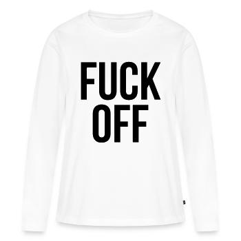 fuck off - T-shirt manches longues Premium bio Femme - blanc - Devant - Julia (174cm)
