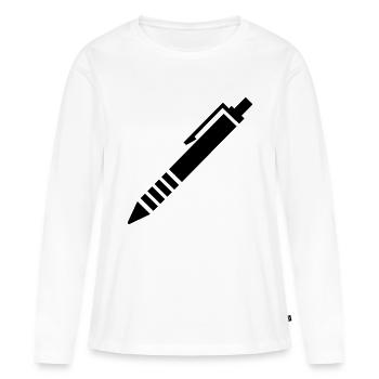 Crayon - T-shirt manches longues Premium bio Femme - blanc - Devant - Julia (174cm)