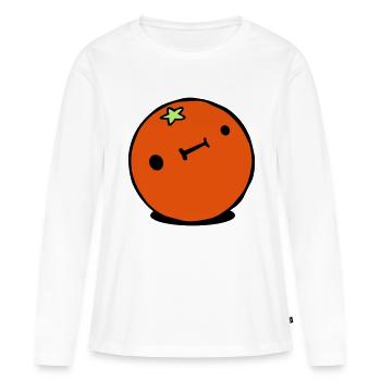 Mignon Kawaii Orange Citrus Derp Face - T-shirt manches longues Premium bio Femme - blanc - Devant - Julia (174cm)