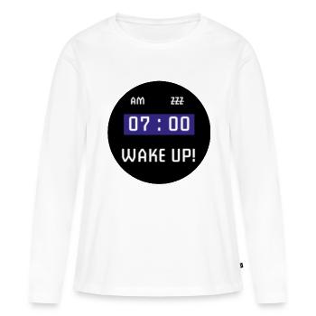 Wecker - Frauen Premium Bio Langarmshirt - Weiß - Vorne - Julia (174cm)