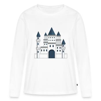 Chateau de prince et princesse bleu et blanc - T-shirt manches longues Premium bio Femme - blanc - Devant - Julia (174cm)