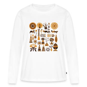 Afrikanische Folklore - Frauen Premium Bio Langarmshirt - Weiß - Vorne - Julia (174cm)