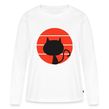 Style rétro Devil Cat - T-shirt manches longues Premium bio Femme - blanc - Devant - Julia (174cm)