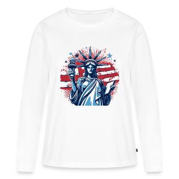 Illustration der Freiheitsstatue - Frauen Premium Bio Langarmshirt - Weiß - Vorne - Julia (174cm)