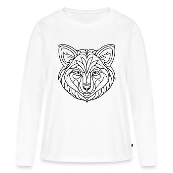 Visage de loup - T-shirt manches longues Premium bio Femme - blanc - Devant - Julia (174cm)