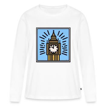Big Ben Pop Art - T-shirt manches longues Premium bio Femme - blanc - Devant - Julia (174cm)