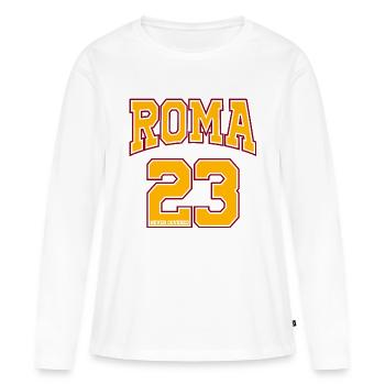 23 (vingt-trois) ROME - T-shirt manches longues Premium bio Femme - blanc - Devant - Julia (174cm)