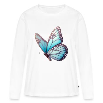 Papillon - Légèreté Envolée - T-shirt manches longues Premium bio Femme - blanc - Devant - Julia (174cm)