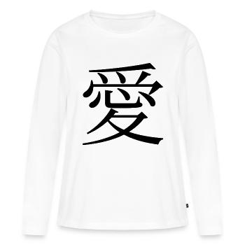 L’amour en japonais - T-shirt manches longues Premium bio Femme - blanc - Devant - Julia (174cm)
