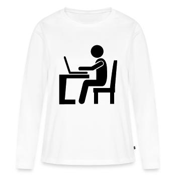 Bureau de travail - T-shirt manches longues Premium bio Femme - blanc - Devant - Julia (174cm)