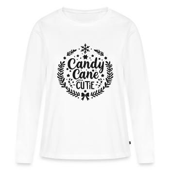 Zuckerstange Süße - Frauen Premium Bio Langarmshirt - Weiß - Vorne - Julia (174cm)