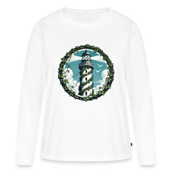 Vintage Efeu Leuchtturm - Frauen Premium Bio Langarmshirt - Weiß - Vorne - Julia (174cm)