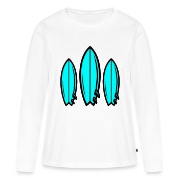 Planche de surf symbole surf - T-shirt manches longues Premium bio Femme - blanc - Devant - Julia (174cm)
