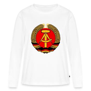 emblème ddr rda - T-shirt manches longues Premium bio Femme - blanc - Devant - Julia (174cm)