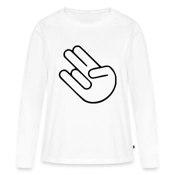 Shocker Autoaufkleber Sticker Geschenk Hand Geste - Frauen Premium Bio Langarmshirt - Weiß - Vorne - Julia (174cm)