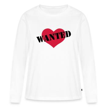 Coeur d'amour WANTED - T-shirt manches longues Premium bio Femme - blanc - Devant - Julia (174cm)