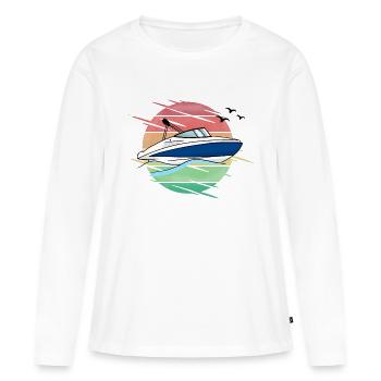 Motorboot fahren - Frauen Premium Bio Langarmshirt - Weiß - Vorne - Julia (174cm)