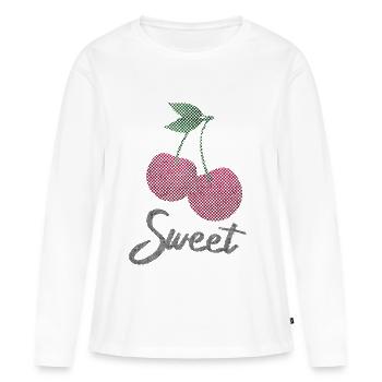 Süße Kirsche Frucht Erdbeere Geschenk kirschbaum - Frauen Premium Bio Langarmshirt - Weiß - Vorne - Julia (174cm)