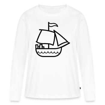 Bateau pirate - T-shirt manches longues Premium bio Femme - blanc - Devant - Julia (174cm)
