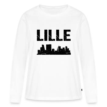 Lille Skyline France Ville de Lille - T-shirt manches longues Premium bio Femme - blanc - Devant - Julia (174cm)