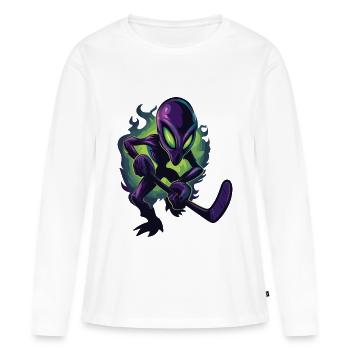 Alien Hockey Player – Sci-Fi Sports Crossover Art - Women's Premium Organic Long Sleeve Shirt - white - Front - Julia (174cm)