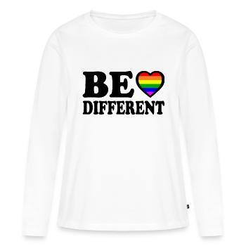 Be different - Frauen Premium Bio Langarmshirt - Weiß - Vorne - Julia (174cm)