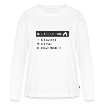 En cas d'incendie - GitHub - T-shirt manches longues Premium bio Femme - blanc - Devant - Julia (174cm)