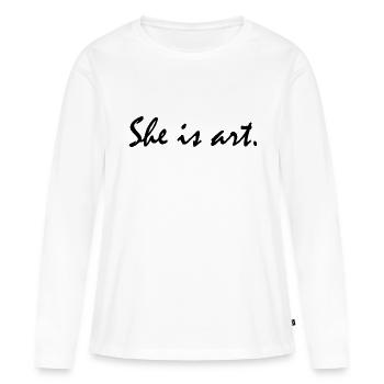 She is art - Frauen Premium Bio Langarmshirt - Weiß - Vorne - Julia (174cm)
