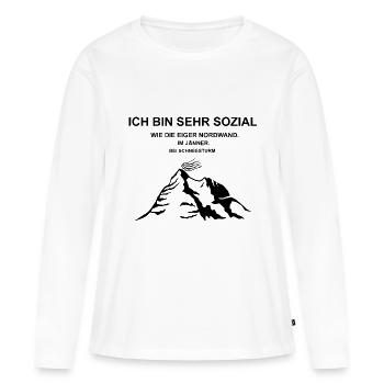 Eiger, asocial, non social émotif, sans émotion - T-shirt manches longues Premium bio Femme - blanc - Devant - Julia (174cm)