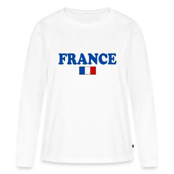 LA FRANCE DRAPEAU FRANÇAIS - T-shirt manches longues Premium bio Femme - blanc - Devant - Julia (174cm)
