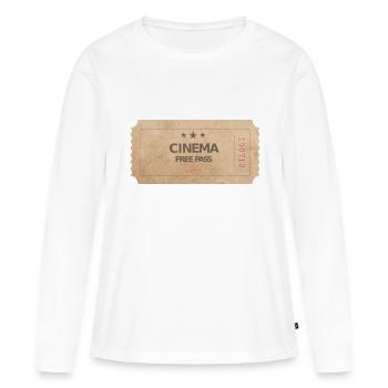 Kino Ticket Cinema Movie Free Pass - Frauen Premium Bio Langarmshirt - Weiß - Vorne - Julia (174cm)