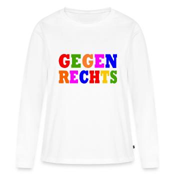 Gegen rechts - Frauen Premium Bio Langarmshirt - Weiß - Vorne - Julia (174cm)