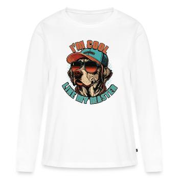 Ich bin cool wie mein Herrchen - Frauen Premium Bio Langarmshirt - Weiß - Vorne - Julia (174cm)