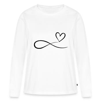 Coeur fioritures Infinity Symbole de l’infini - T-shirt manches longues Premium bio Femme - blanc - Devant - Julia (174cm)