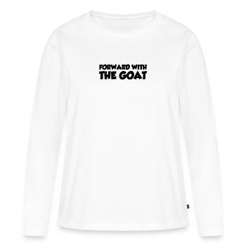 En avant avec la chèvre - T-shirt manches longues Premium bio Femme - blanc - Devant - Julia (174cm)