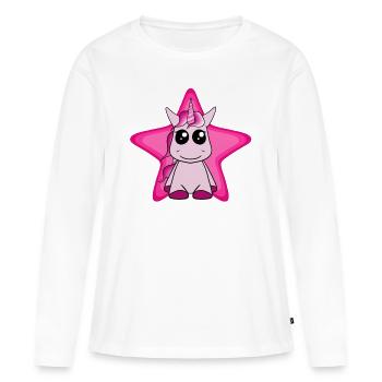 douce licorne avec astérisque pour fille rose - T-shirt manches longues Premium bio Femme - blanc - Devant - Julia (174cm)
