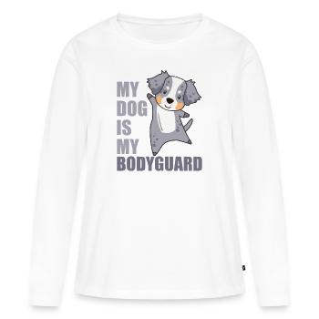 My dog is my Bodyguard Hunde Australian Sheperd - T-shirt manches longues Premium bio Femme - blanc - Devant - Julia (174cm)